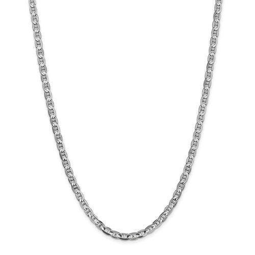 14KT GOLD 4.5MM CONCAVE ANCHOR CHAIN NECKLACE - 3 LENGTHS & 2 COLORS 18 Inch / White,20 Inch / White,24 Inch / White