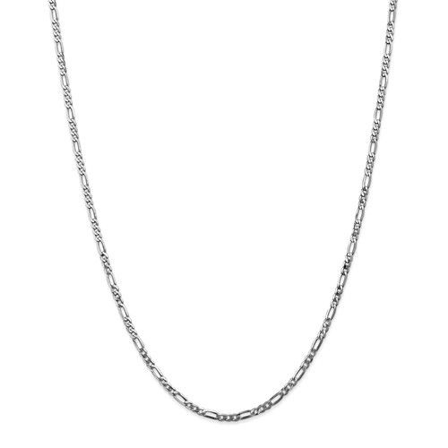 14KT Gold 2.75MM Flat Figaro Chain Necklace - 4 Lengths 16 Inch / White,18 Inch / White,20 Inch / White,24 Inch / White