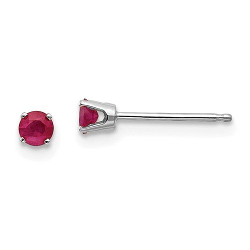 14KT WHITE GOLD 1/3 CTW ROUND RUBY STUD EARRINGS