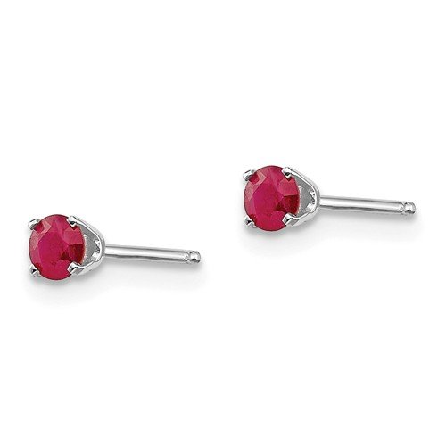 14KT WHITE GOLD 1/3 CTW ROUND RUBY STUD EARRINGS