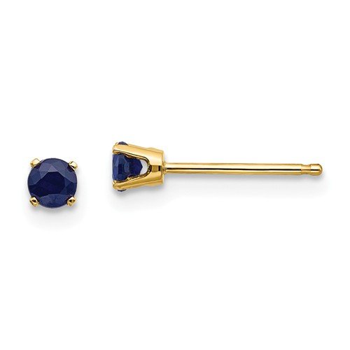 14KT GOLD 0.38 CTW ROUND BLUE SAPPHIRE STUD EARRINGS Yellow