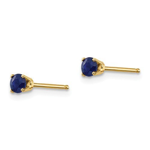 14KT GOLD 0.38 CTW ROUND BLUE SAPPHIRE STUD EARRINGS White,Yellow