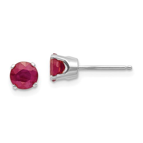 14KT GOLD 1.40 CTW ROUND RUBY STUD EARRINGS White