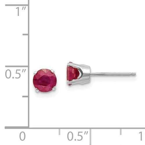 14KT GOLD 1.40 CTW ROUND RUBY STUD EARRINGS White,Yellow