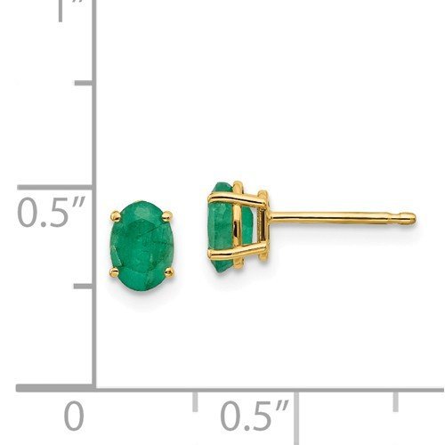14KT GOLD 1.00 CARAT OVAL EMERALD EARRINGS White,Yellow