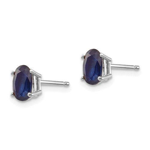 14KT GOLD 1.40 CTW OVAL BLUE SAPPHIRE STUD EARRINGS White,Yellow