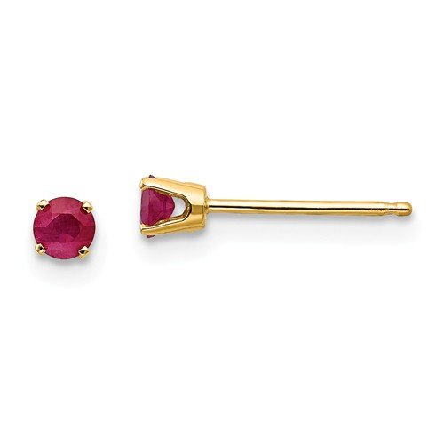14KT YELLOW GOLD 1/3 CTW ROUND RUBY STUD EARRINGS