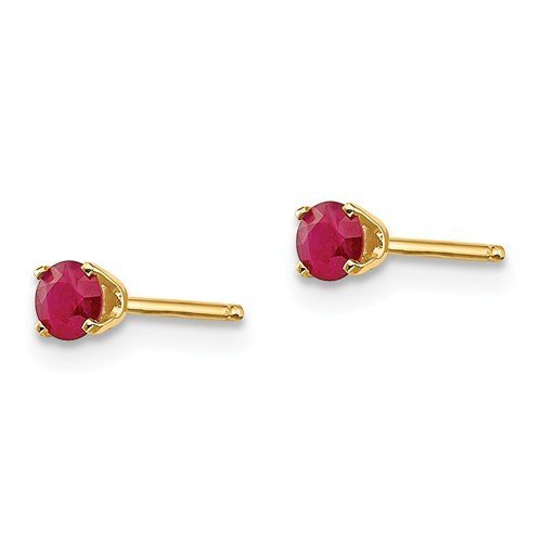 14KT YELLOW GOLD 1/3 CTW ROUND RUBY STUD EARRINGS