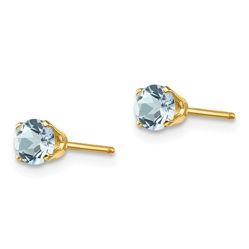 14KT GOLD 0.46 CARAT TOTAL WEIGHT ROUND AQUAMARINE EARRINGS Yellow,White