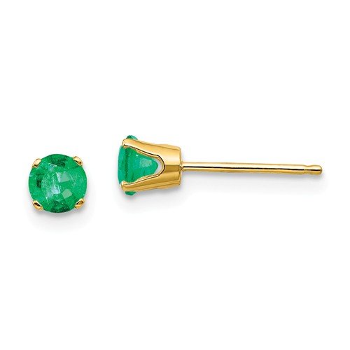 14KT Gold 1/2 CTW Round Emerald Earrings Yellow