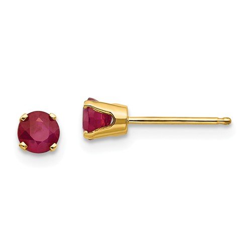 14KT GOLD 0 .70 CTW ROUND RUBY STUD EARRINGS Yellow
