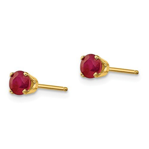14KT GOLD 0 .70 CTW ROUND RUBY STUD EARRINGS White,Yellow