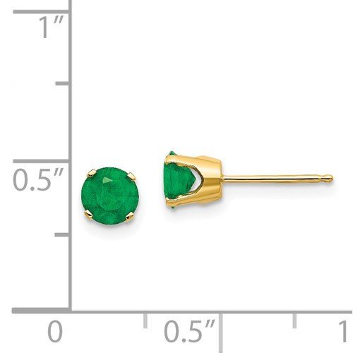 14KT GOLD 1.00 CTW ROUND EMERALD EARRINGS White,Yellow