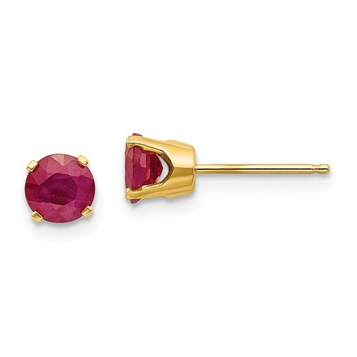 14KT GOLD 1.40 CTW ROUND RUBY STUD EARRINGS Yellow
