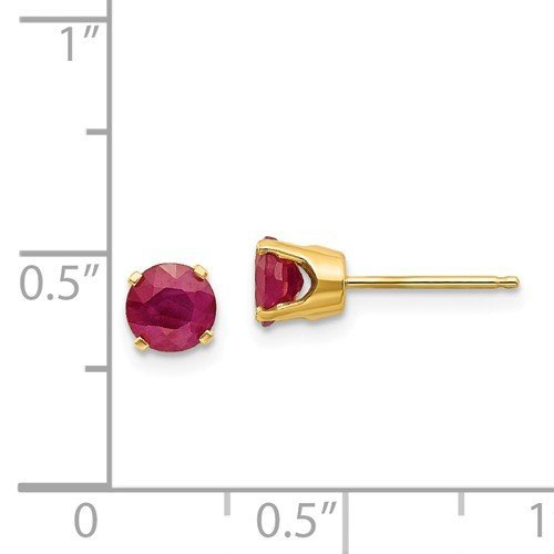 14KT GOLD 1.40 CTW ROUND RUBY STUD EARRINGS White,Yellow