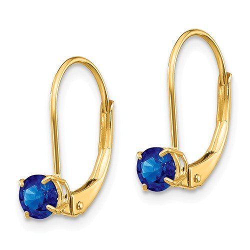 14KT GOLD 3/4 CTW ROUND BLUE SAPPHIRE LEVERBACK EARRINGS White,Yellow