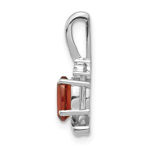 14KT WHITE GOLD 0.55 CT GARNET & DIAMOND PENDANT No,Yes