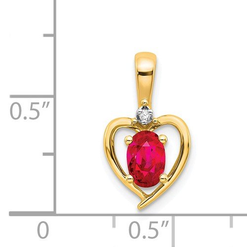 14KT GOLD DIAMOND AND RUBY HEART PENDANT White,Yellow