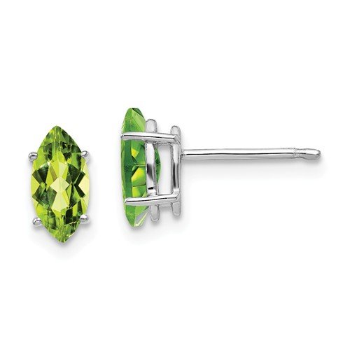 14KT WHITE GOLD 1.30 CTW MARQUISE PERIDOT EARRINGS