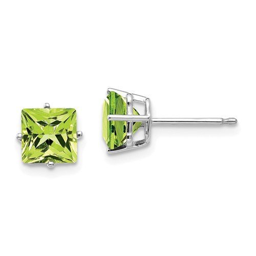 14KT WHITE GOLD 2.50 CTW SQUARE PERIDOT EARRINGS