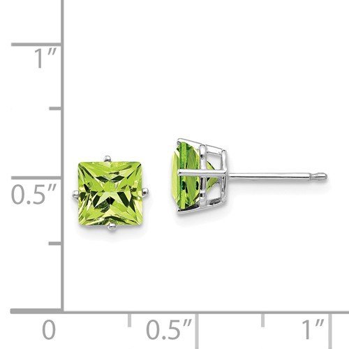 14KT WHITE GOLD 2.50 CTW SQUARE PERIDOT EARRINGS