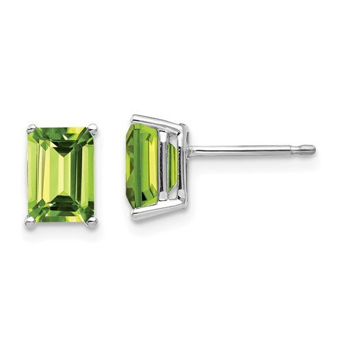 14KT WHITE GOLD 2.00 CTW EMERALD PERIDOT EARRINGS