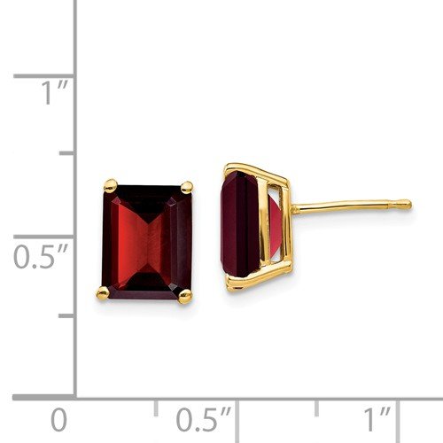 14KT YELLOW GOLD 5.00 CTW EMERALD CUT GARNET EARRINGS