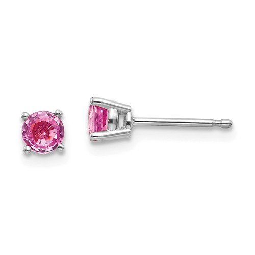 14KT GOLD 0.70 CTW ROUND PINK SAPPHIRE STUD EARRINGS White