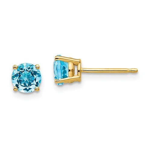 14KT GOLD CARAT ROUND SWISS BLUE TOPAZ EARRINGS – GDS