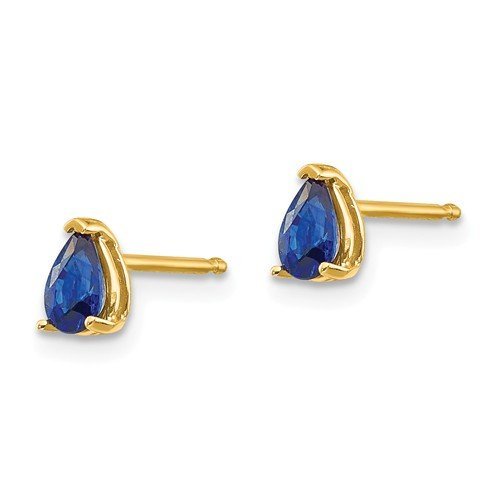 14KT GOLD 0.60 CTW PEAR BLUE SAPPHIRE STUD EARRINGS White,Yellow