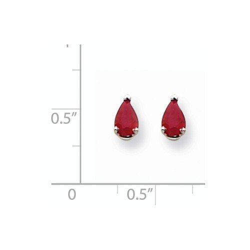 14KT WHITE GOLD 1.00 CTW PEAR RUBY STUD EARRINGS White,Yellow