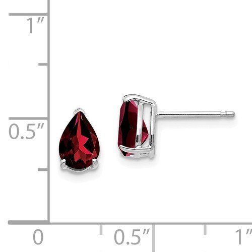 14KT WHITE GOLD 1.70 CTW PEAR SHAPE GARNET STUD EARRINGS