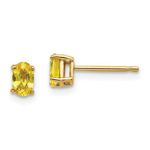 14KT GOLD 2/3 CTW OVAL YELLOW SAPPHIRE STUD EARRINGS Yellow
