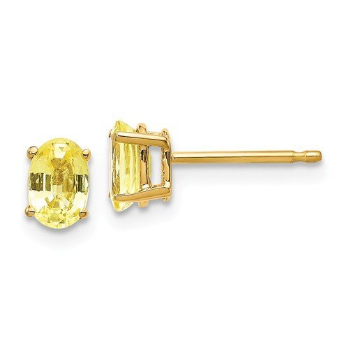 14KT GOLD 1.20 CTW OVAL YELLOW SAPPHIRE STUD EARRINGS Yellow