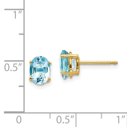 14KT GOLD 1.40 CTW OVAL AQUAMARINE EARRINGS White,Yellow