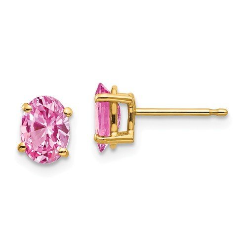 14KT GOLD 2.20 CTW OVAL PINK SAPPHIRE STUD EARRINGS Yellow