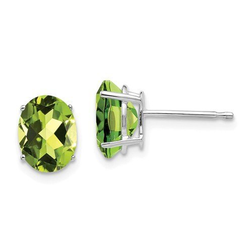 14KT WHITE GOLD 2.70 CARAT OVAL PERIDOT EARRINGS