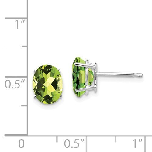 14KT WHITE GOLD 2.70 CARAT OVAL PERIDOT EARRINGS