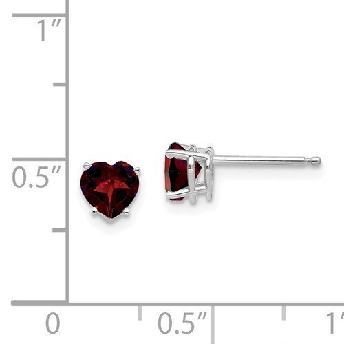 14KT WHITE GOLD 1.00 CTW HEART SHAPE GARNET EARRINGS