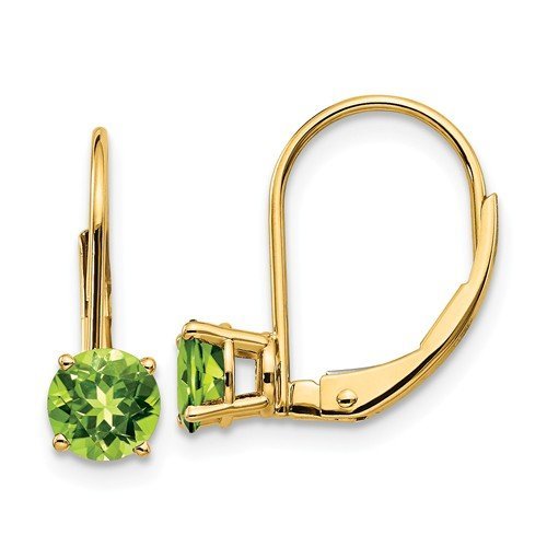 14KT YELLOW GOLD 1.10 CTW ROUND PERIDOT LEVERBACK EARRINGS