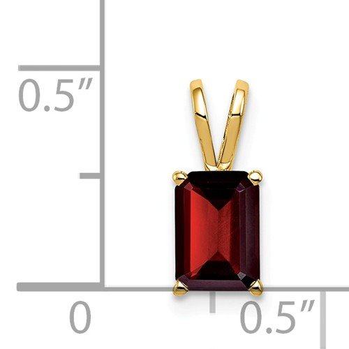 14KT YELLOW GOLD 1.25 CT EMERALD CUT GARNET PENDANT