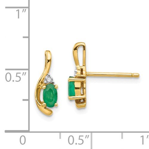 14KT Gold Emerald and Diamond Earrings White,Yellow
