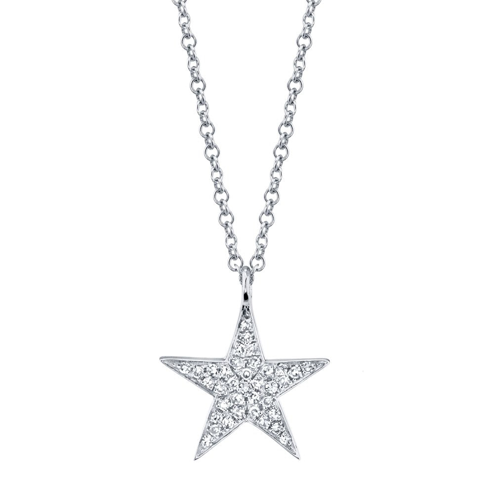 14KT Gold 1/10 CTW Diamond Star Necklace White