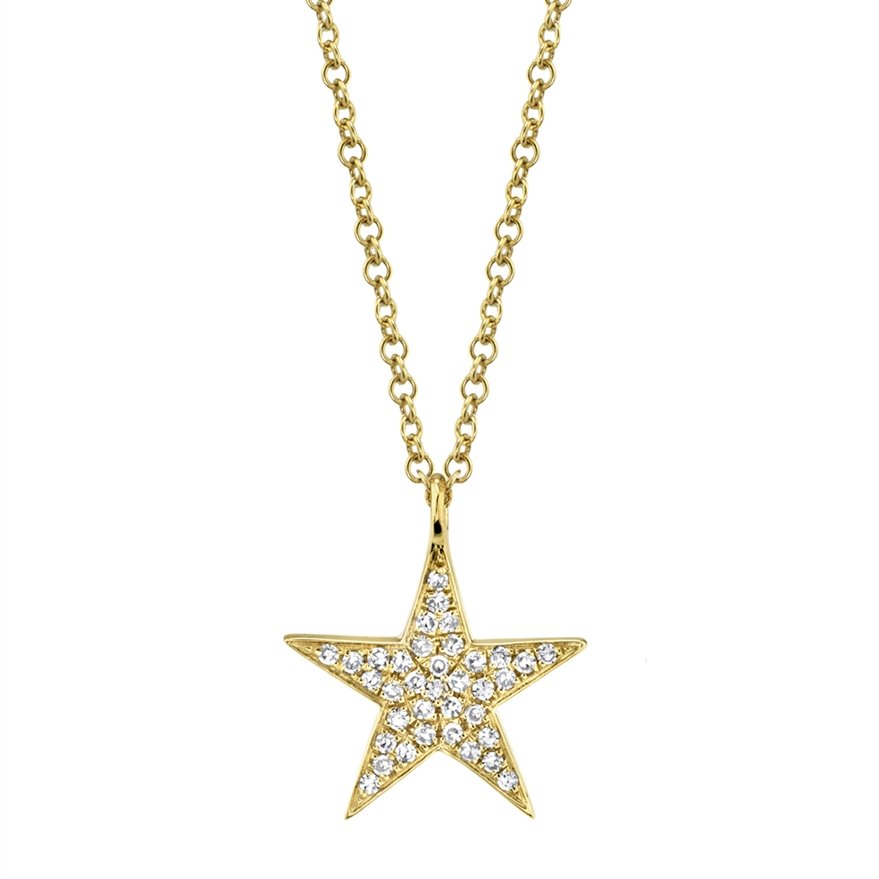 14KT Gold 1/10 CTW Diamond Star Necklace Yellow