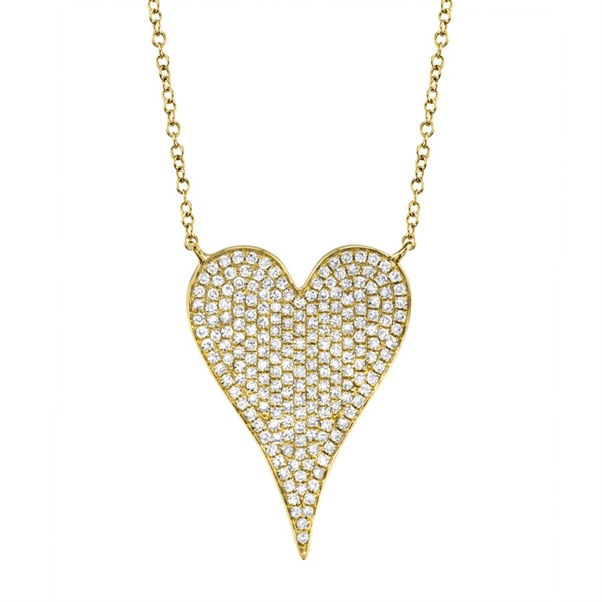 14KT Gold 0.43 CTW Diamond Pave Heart Necklace Yellow