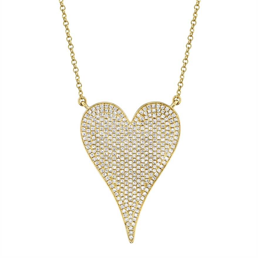 14KT GOLD 0.83 CTW DIAMOND PAVE HEART NECKLACE Yellow