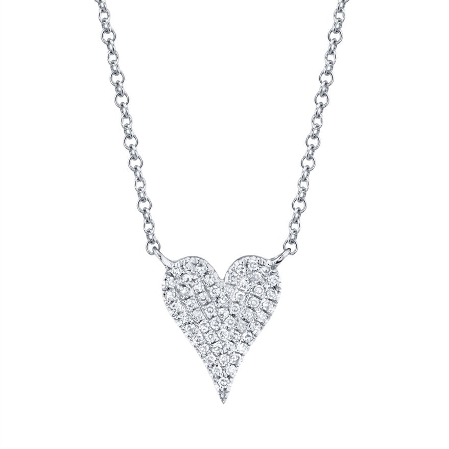 14KT Gold 0.11 CTW Diamond Pave Heart Necklace White